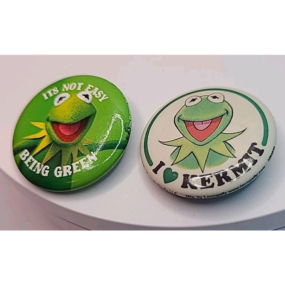 It's Not Easy Being Green Vintage Made In USA & I ♡ Love Kermit 1.25" Pins